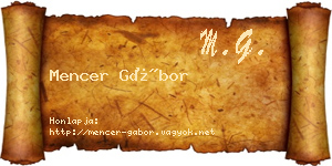 Mencer Gábor névjegykártya